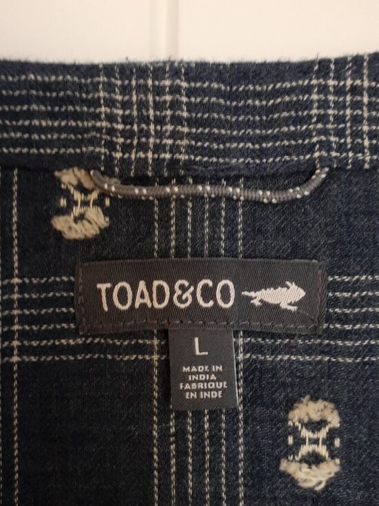 Toad&Co Maple Button Front Long Sleeve Dress Blue Navy Small Dobby Size L - Picture 3 of 12